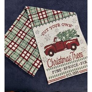 Mainstream International Table Runner Cut Your Own Christmas Trees Red Truck 72"